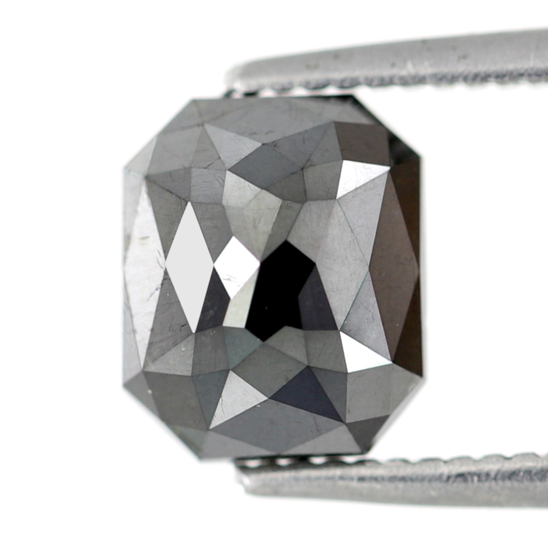 1.76 Carat Double Cut Emerald Shaped Black Polished Natural Diamond Ideal For Making Prong Setting Halo Engagement Ring
