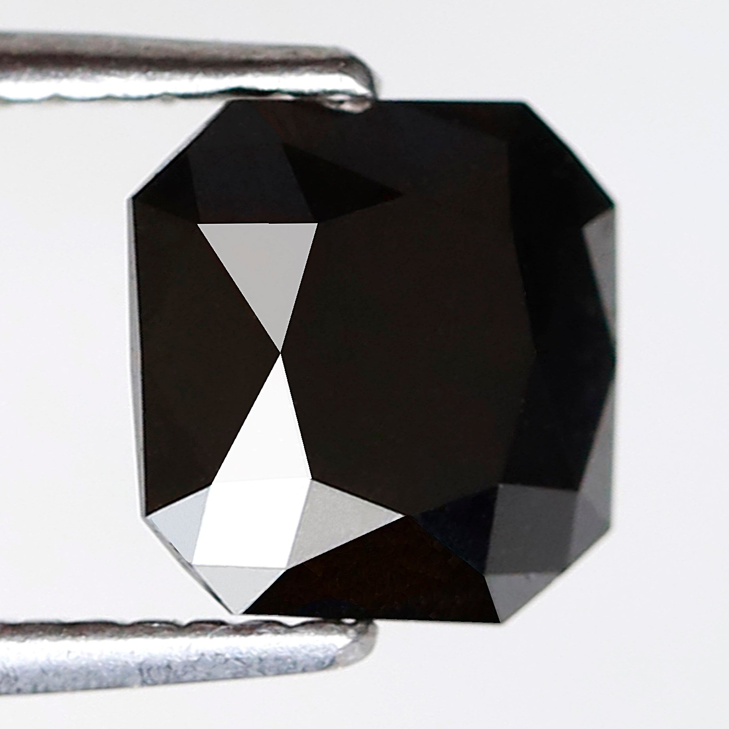 1.24 Ct 6 MM Emerald Radiant Shape Black Color Diamond AAA Quality Loose Natural Diamond