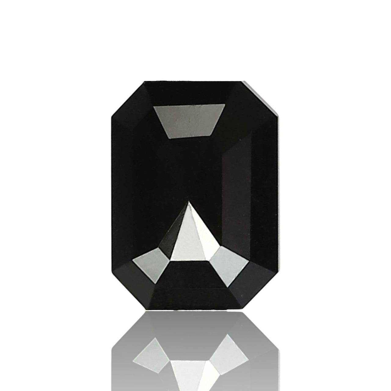 1.07 Carat 6 MM Natural Diamond Treated Black Color Diamond Emerald Shape Black Diamond Engagement Ring
