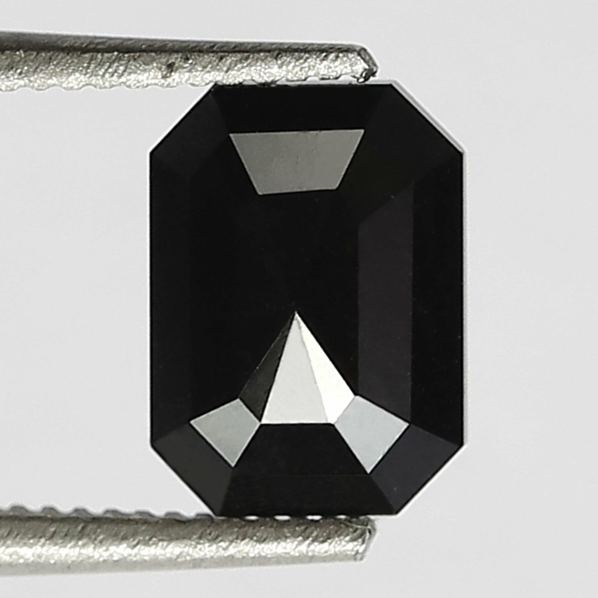1.07 Carat 6 MM Natural Diamond Treated Black Color Diamond Emerald Shape Black Diamond Engagement Ring