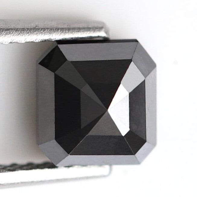 1.40 Carat Natural Diamond 6 MM Black Emerald Square Shape Emerald Cut Ring Black Emerald Necklace