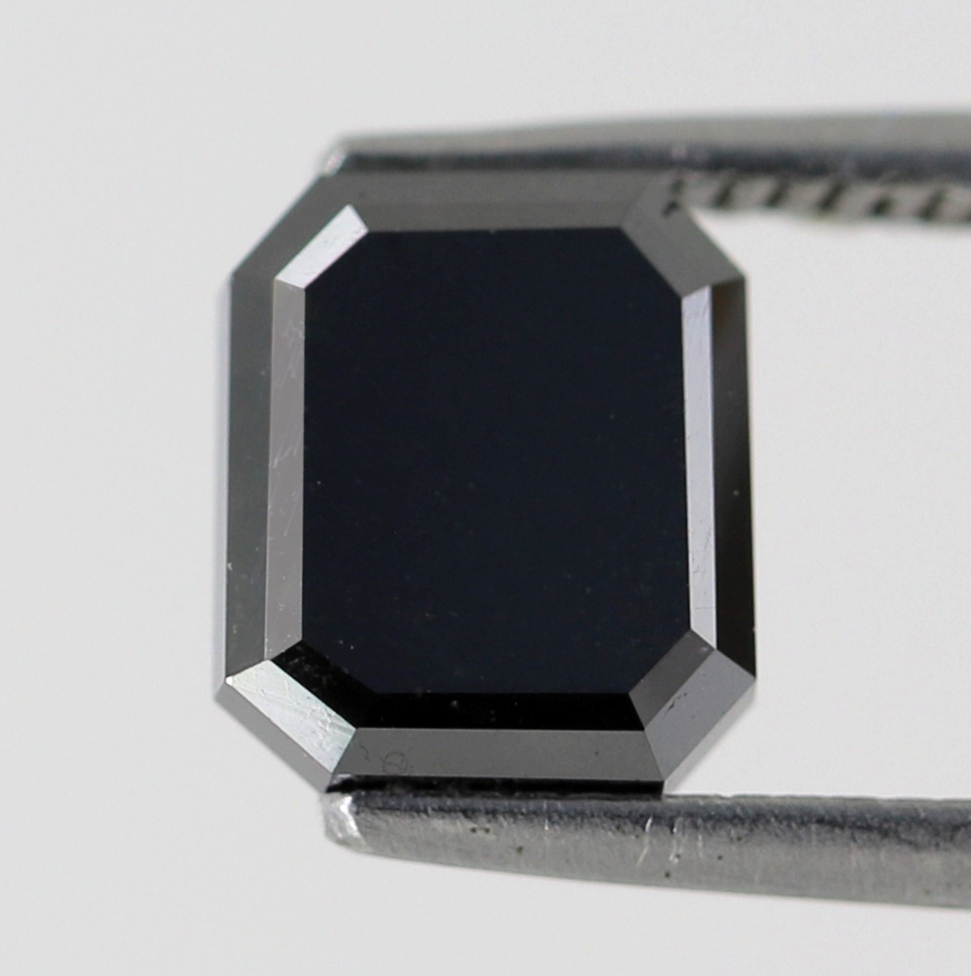 2.51 Carat Emerald Shape Diamond Treated Black Color Diamond 7.5 MM Loose Natural Diamond Black Diamond Custom Classic Ring
