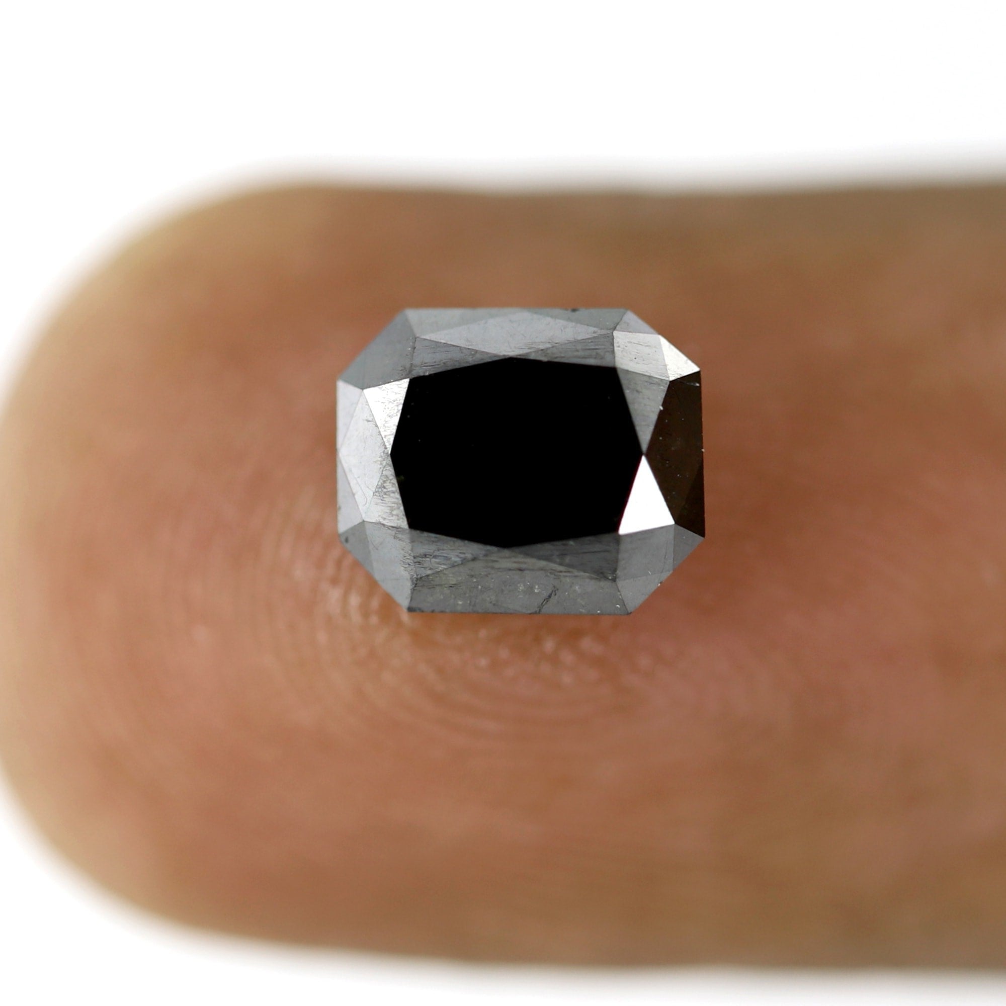 1.76 Carat Double Cut Emerald Shaped Black Polished Natural Diamond Ideal For Making Prong Setting Halo Engagement Ring