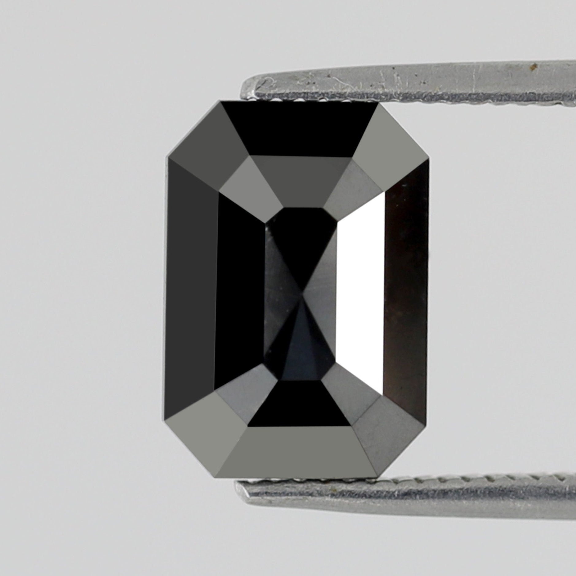 2.96 Carat Sparkling Step Cut Emerald Shaped Black Opaque Natural Ethically Sourced Diamond Made For Vintage Jewelry