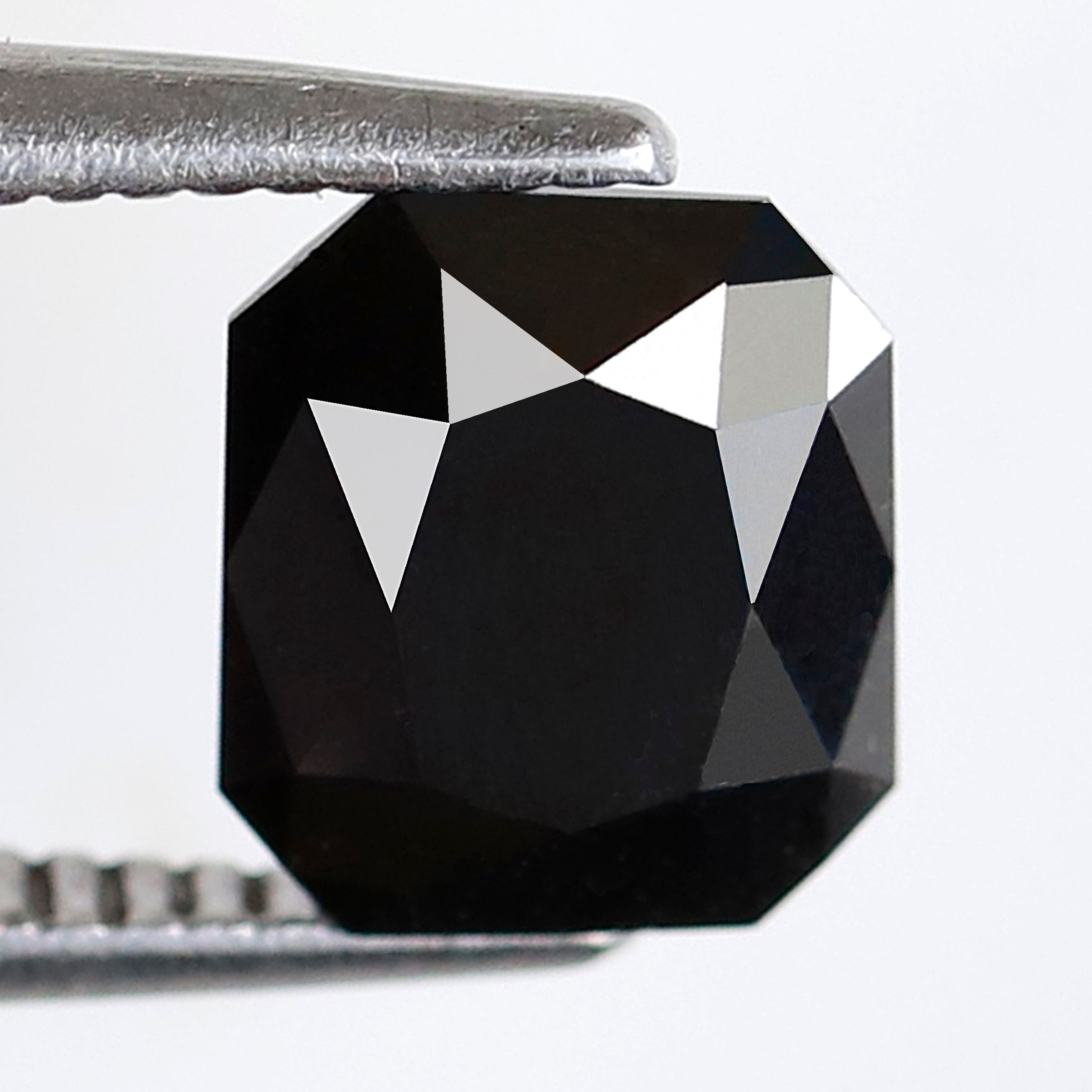 1.24 Ct 6 MM Emerald Radiant Shape Black Color Diamond AAA Quality Loose Natural Diamond