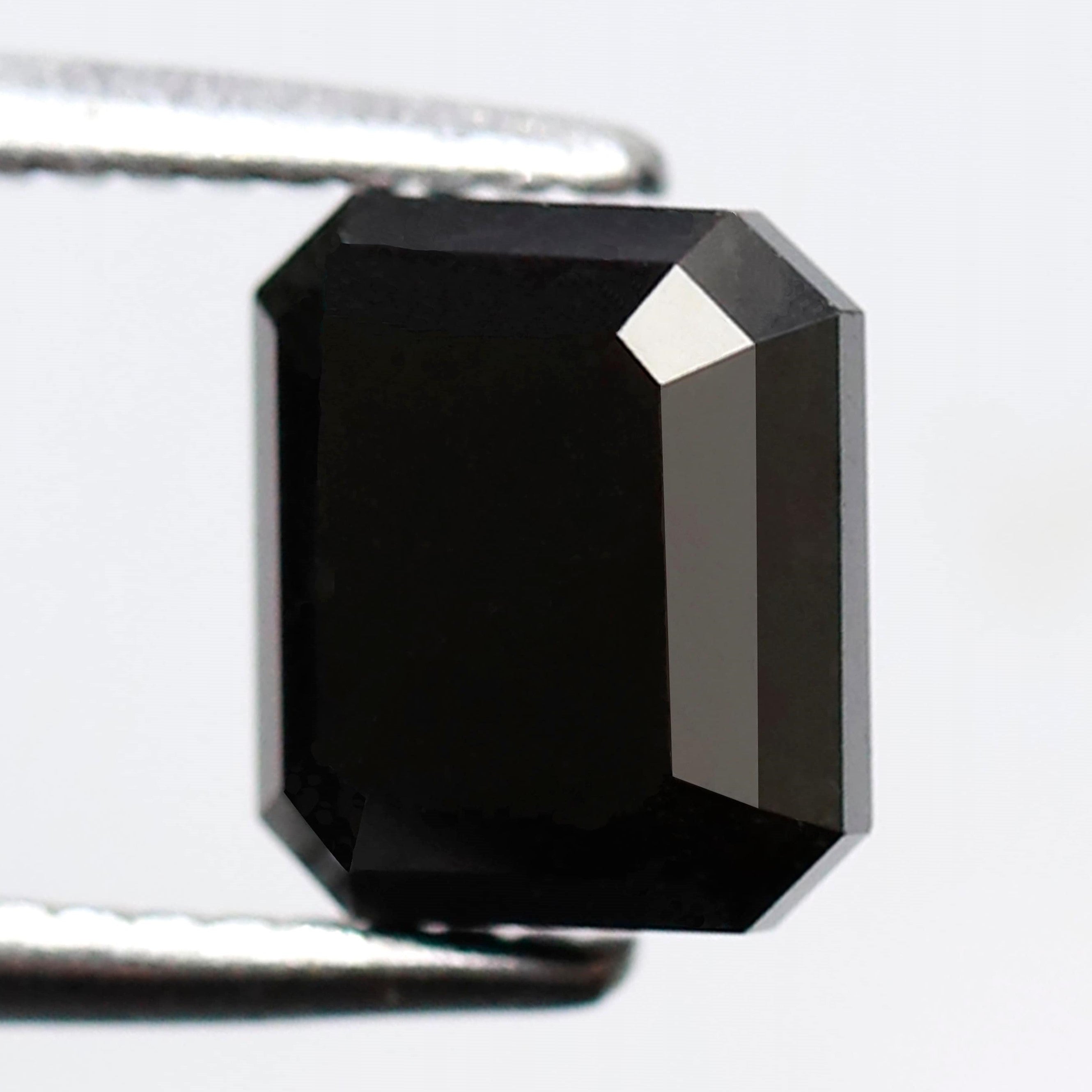 1.41 Carat Black Emerald Cut Diamond 6 MM AAA Quality Loose Natural Fancy Black Diamond