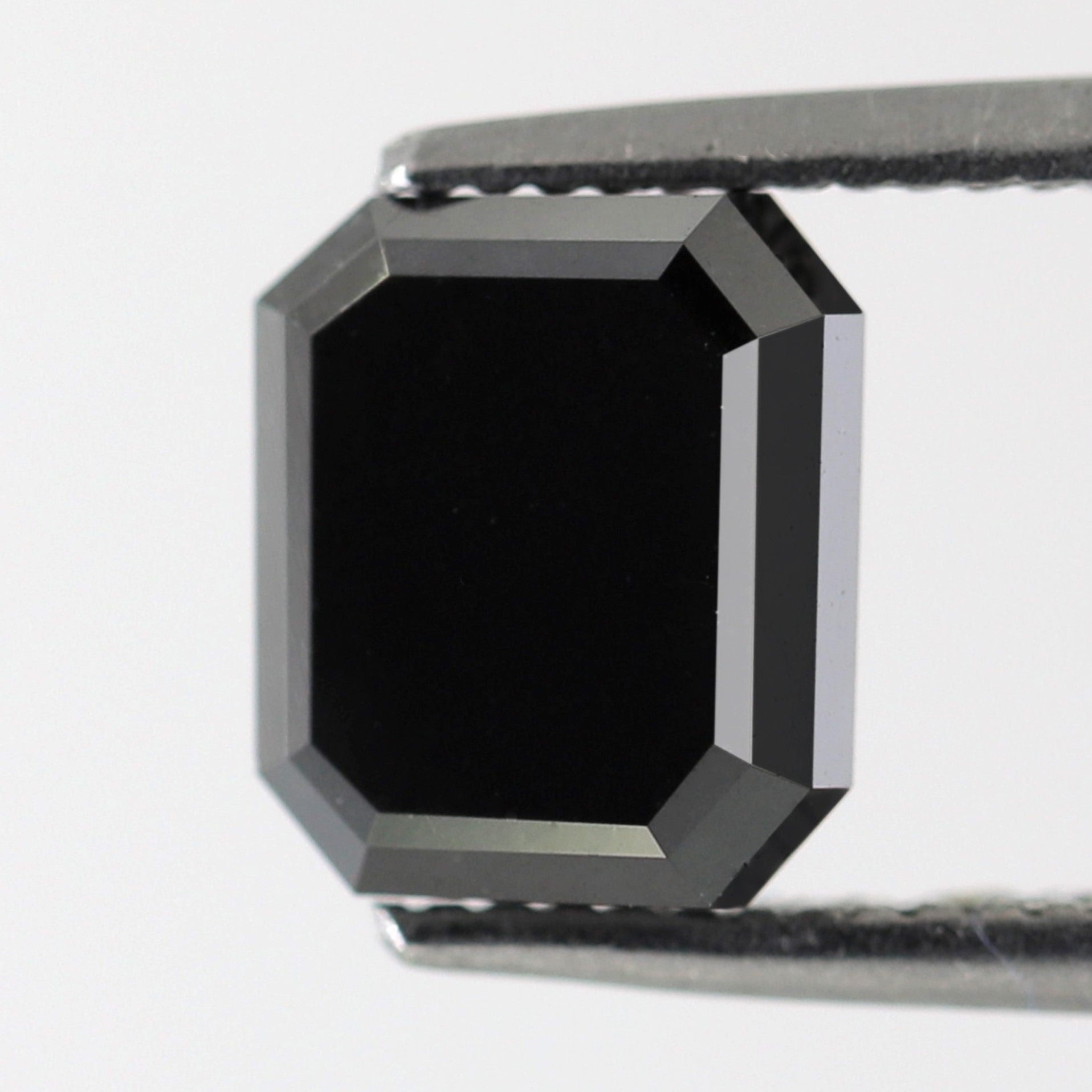 2.51 Carat Emerald Shape Diamond Treated Black Color Diamond 7.5 MM Loose Natural Diamond Black Diamond Custom Classic Ring