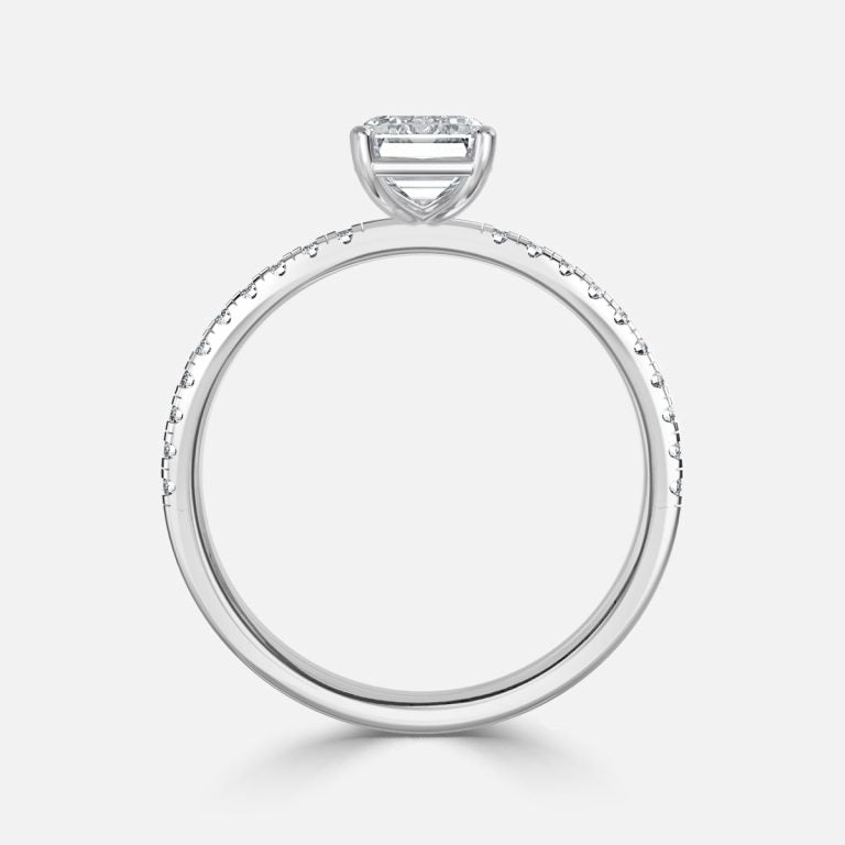 Ulip Emerald Diamond Band Engagement Ring 14K / 18K Solid Gold