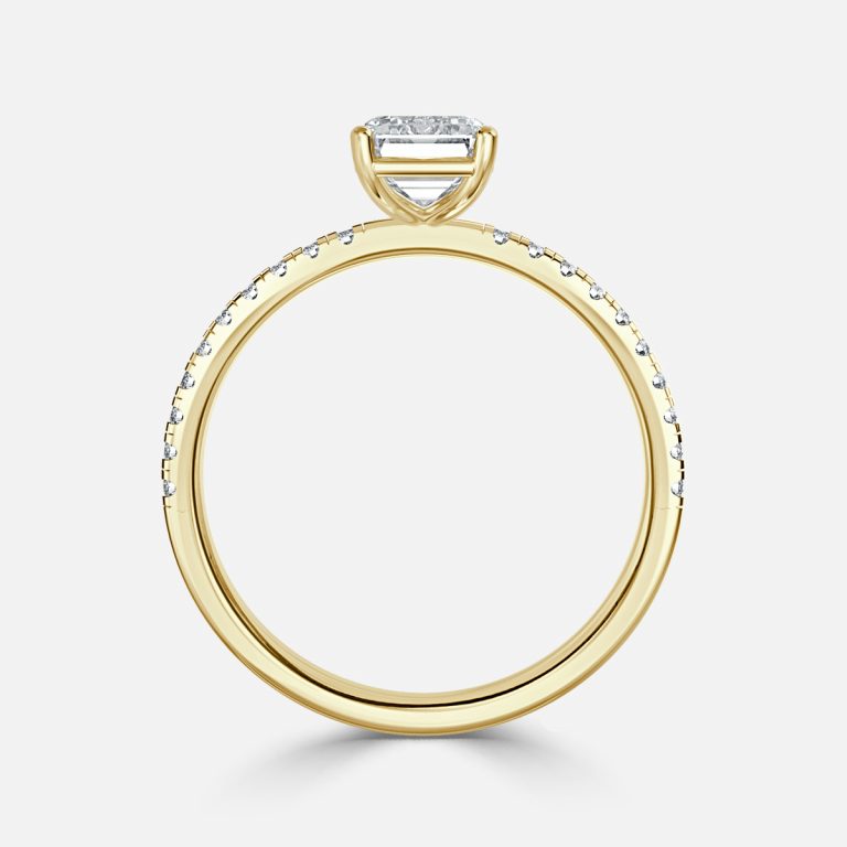 Ulip Emerald Diamond Band Engagement Ring 14K / 18K Solid Gold
