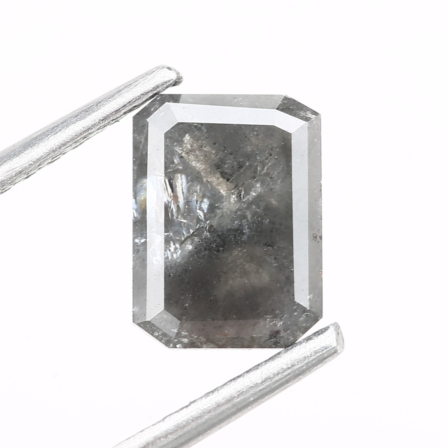 1.09 Carat 7.05 MM Natural Loose Gray Emerald Salt and Pepper Diamond - Blackdiamond