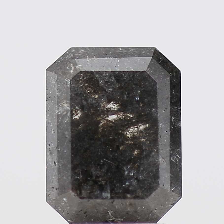 1.96 Carat 8.20 MM Fancy Gray Emerald Cut Salt and Pepper Diamond - Blackdiamond