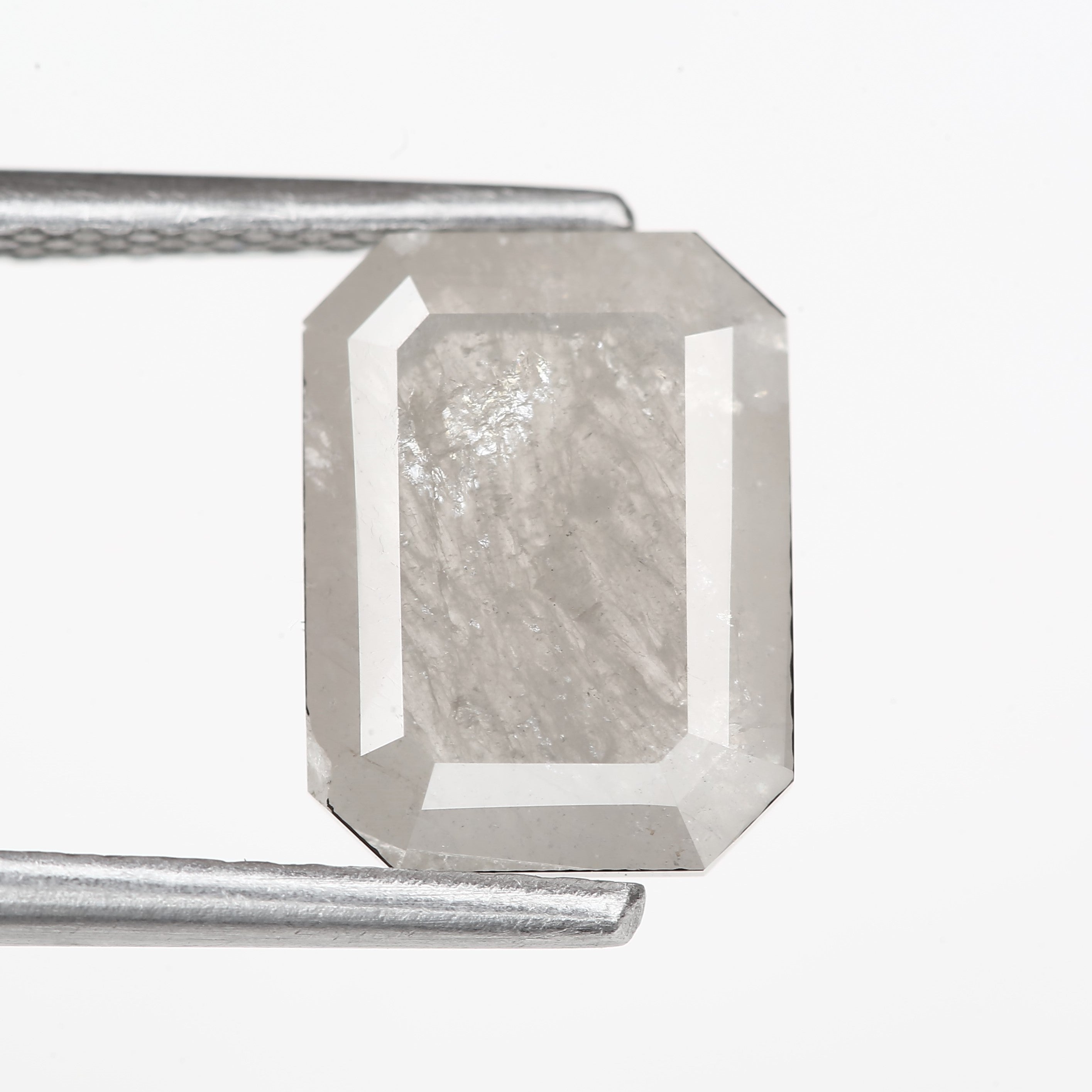 2.23 Carat 9.1 MM Natural Loose Gray Emerald Cut Salt Pepper Diamond - Blackdiamond