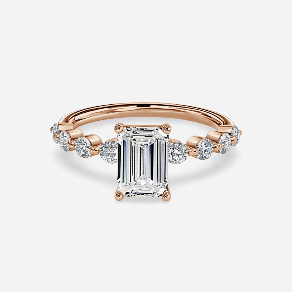 Tivian Emerald Unique Diamond Engagement Ring 14K / 18K Solid Gold