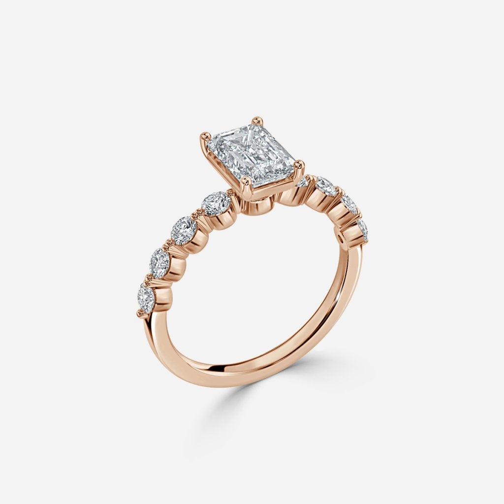 Tivian Emerald Unique Diamond Engagement Ring 14K / 18K Solid Gold