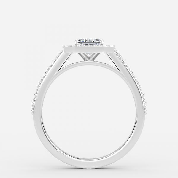 Flswin Emerald Halo Engagement Ring 14K / 18K Solid Gold