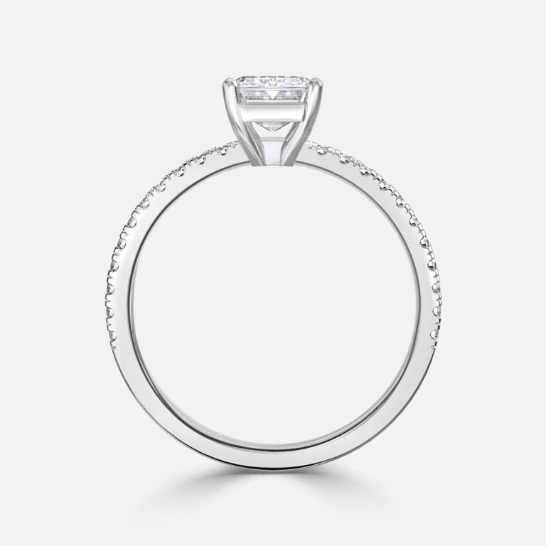 Lux Emerald Diamond Band Engagement Ring 14K / 18K Solid Gold