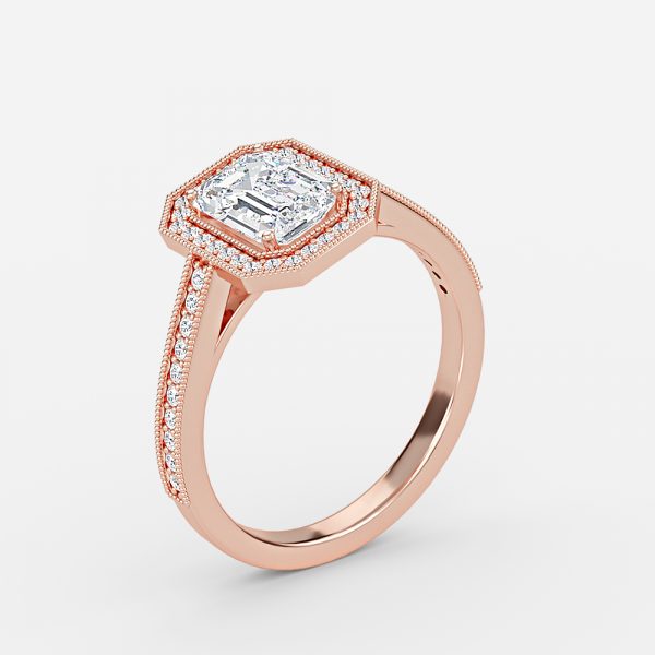Flswin Emerald Halo Engagement Ring 14K / 18K Solid Gold
