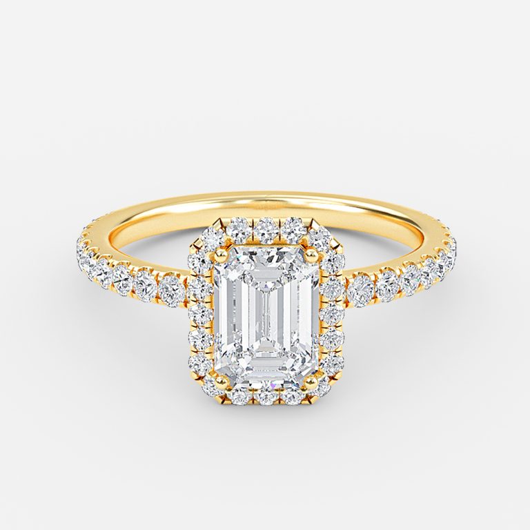 Killian Emerald Halo Engagement Ring 14K / 18K Solid Gold