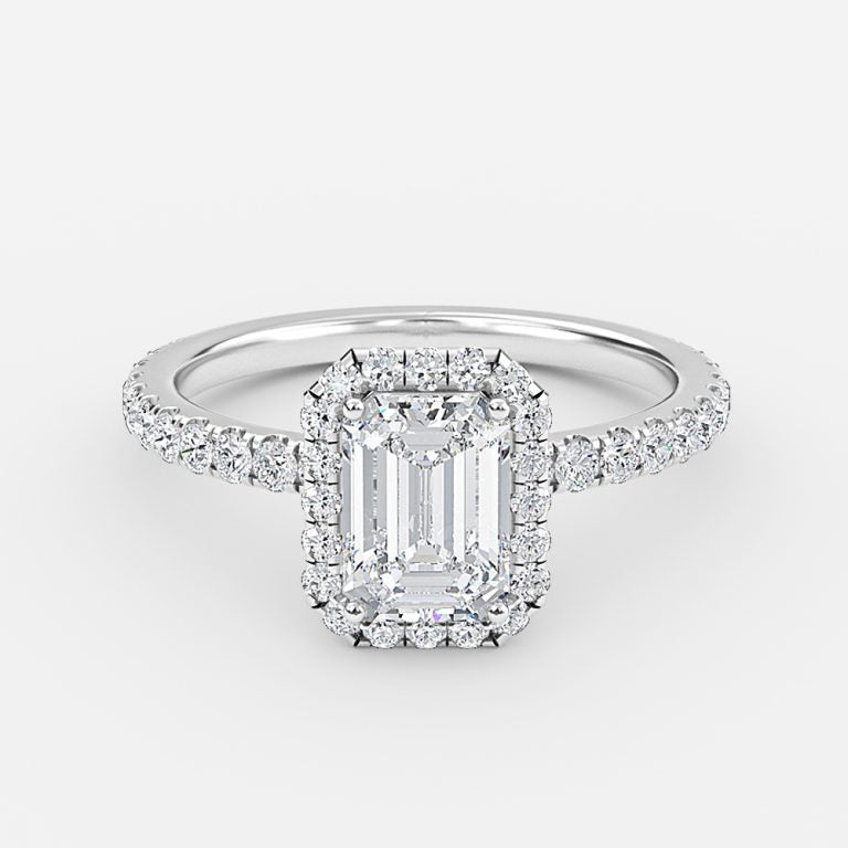 Killian Emerald Halo Engagement Ring 14K / 18K Solid Gold
