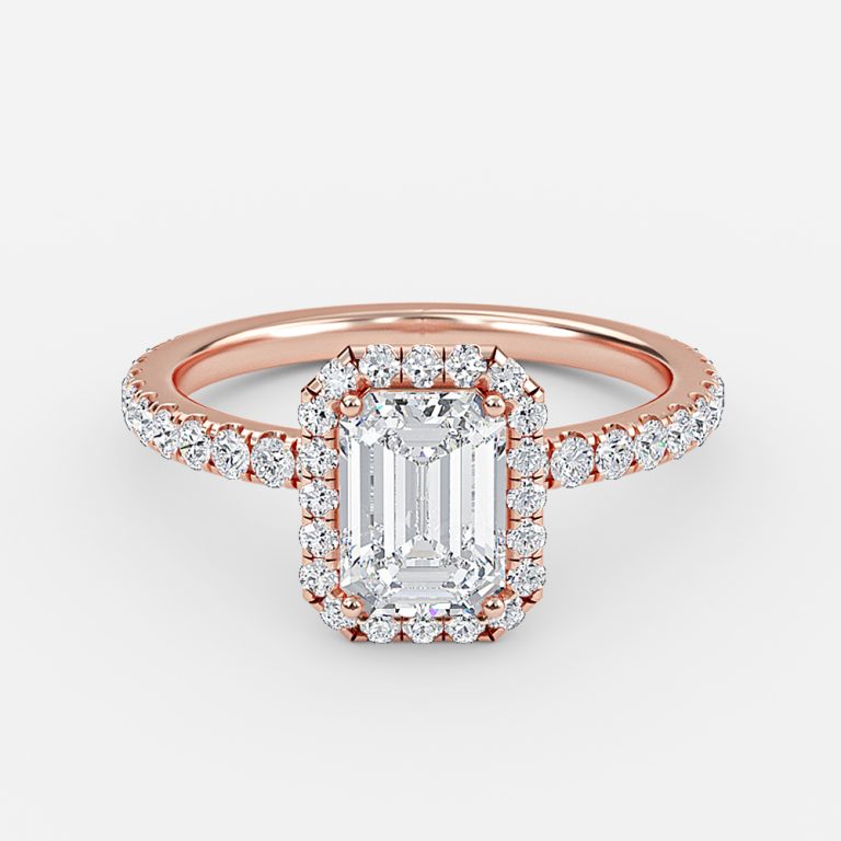 Killian Emerald Halo Engagement Ring 14K / 18K Solid Gold