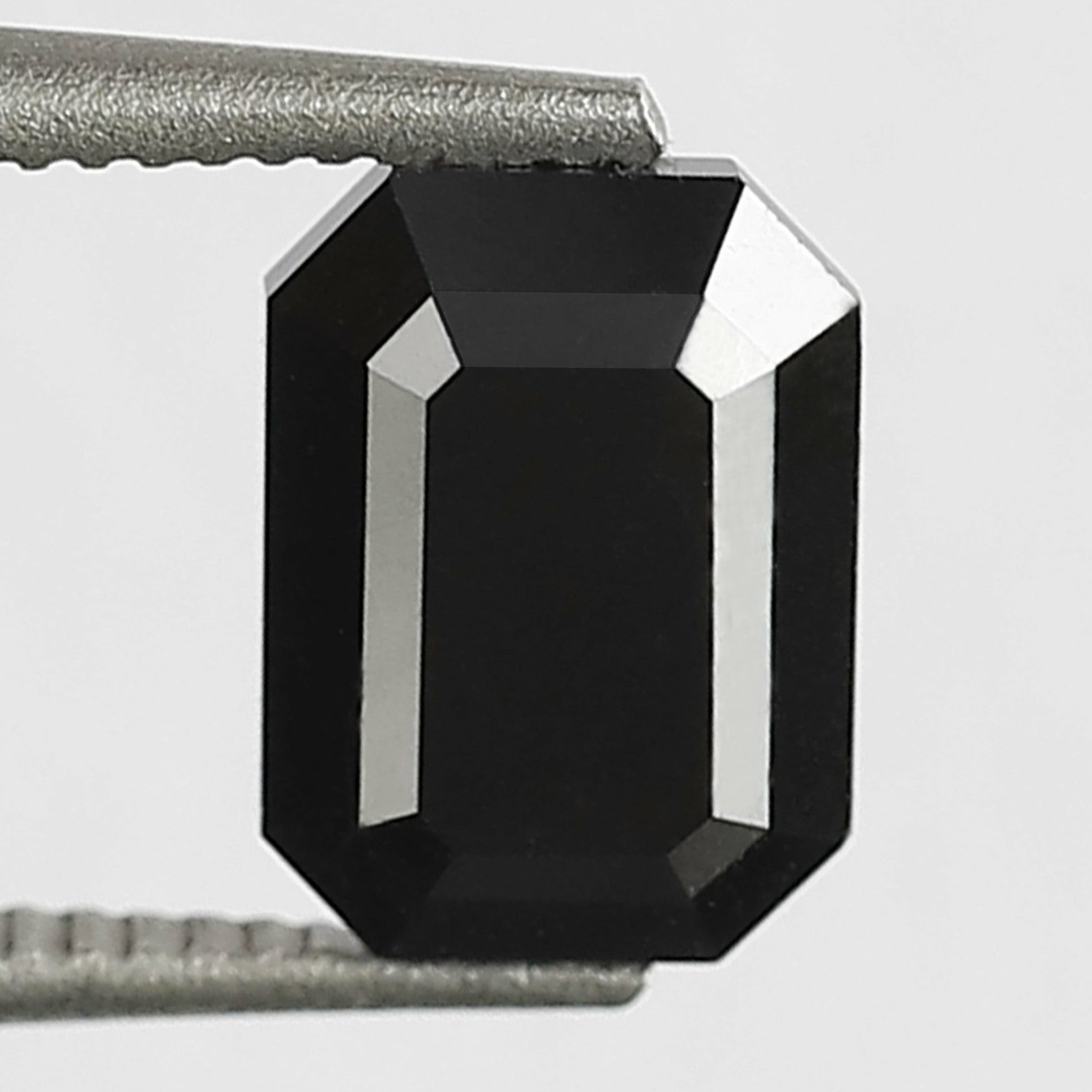 1.07 Carat 6 MM Natural Diamond Treated Black Color Diamond Emerald Shape Black Diamond Engagement Ring