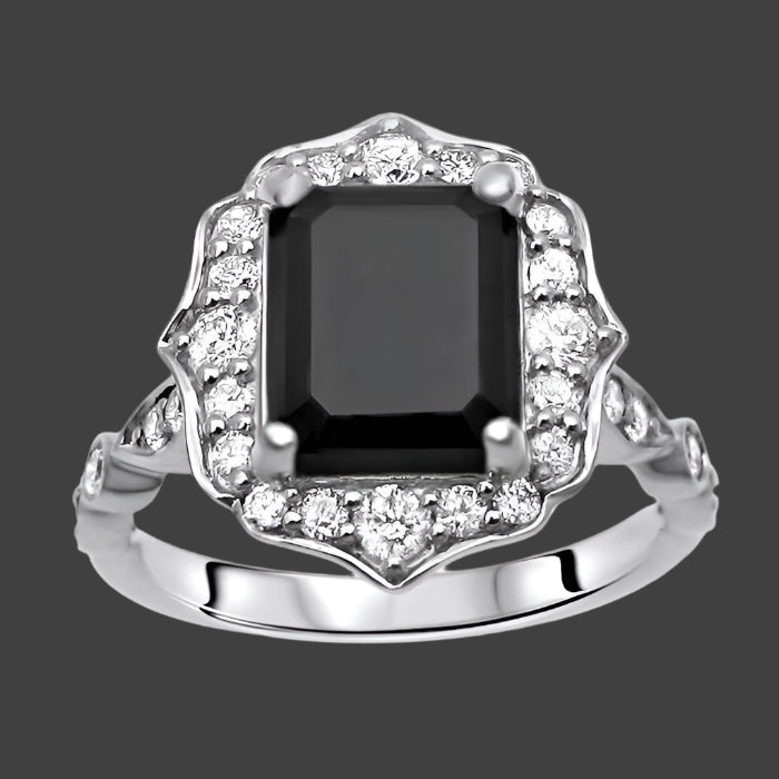 black diamond vintage ring