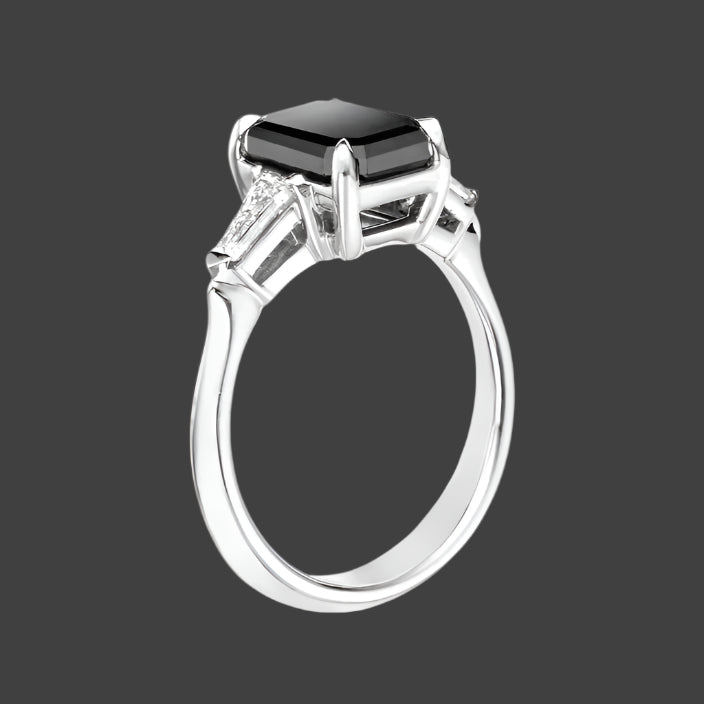 Diana Emerald Cut Black Diamond Engagement Ring - Blackdiamond