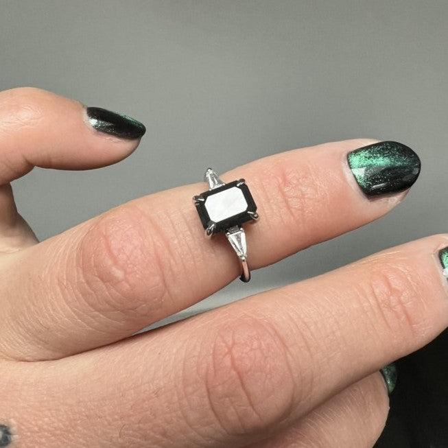 Diana Emerald Cut Black Diamond Engagement Ring - Blackdiamond