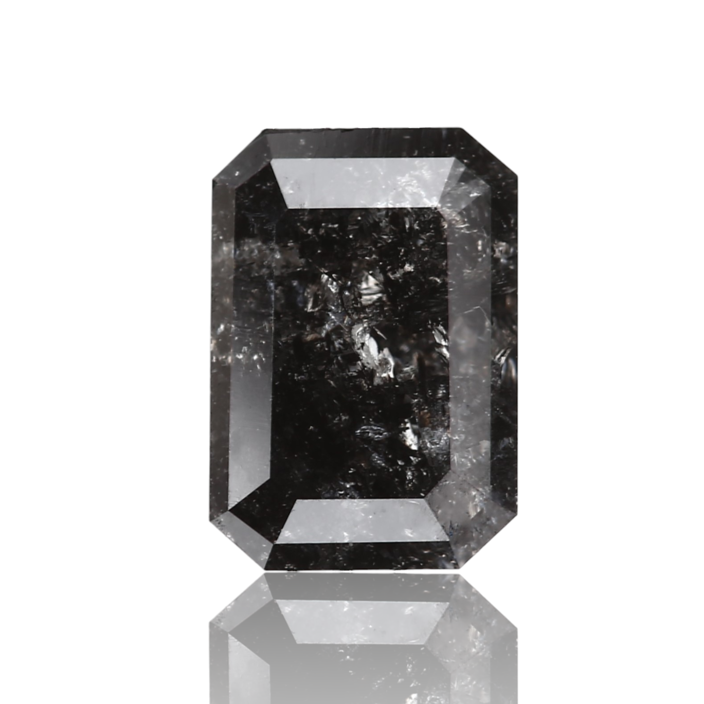 0.90 Carat 6.60 X 4.60 X 3.00 MM Natural Emerald Fancy Black Salt and Pepper Diamond - Blackdiamond