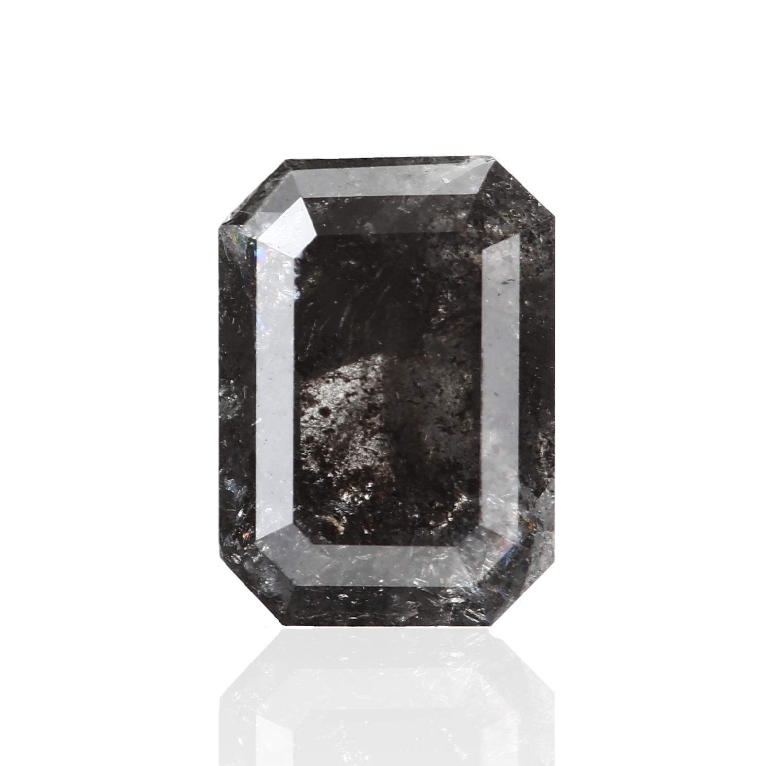 2.06 Carat 8.75 X 6.20 X 3.80 MM Natural Emerald Fancy Black Gray Salt and Pepper Diamond - Blackdiamond