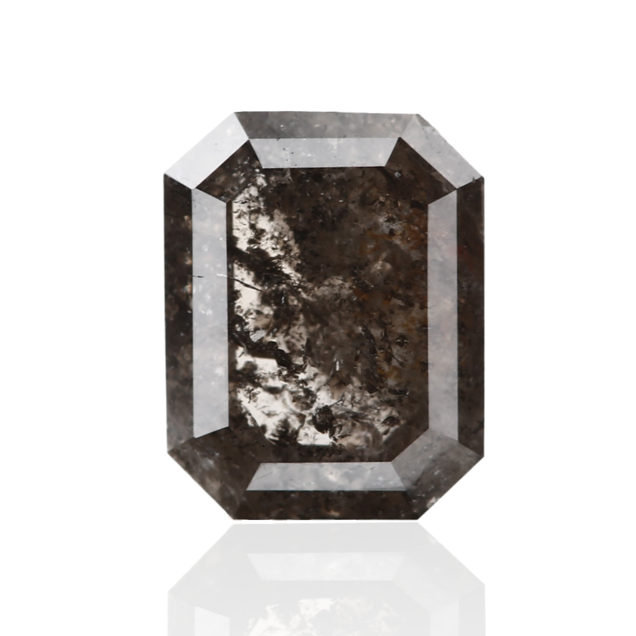 1.10 Carat 6.95 X 5.40 X 2.75 MM Emerald Fancy Gray Salt and Pepper Diamond - Blackdiamond