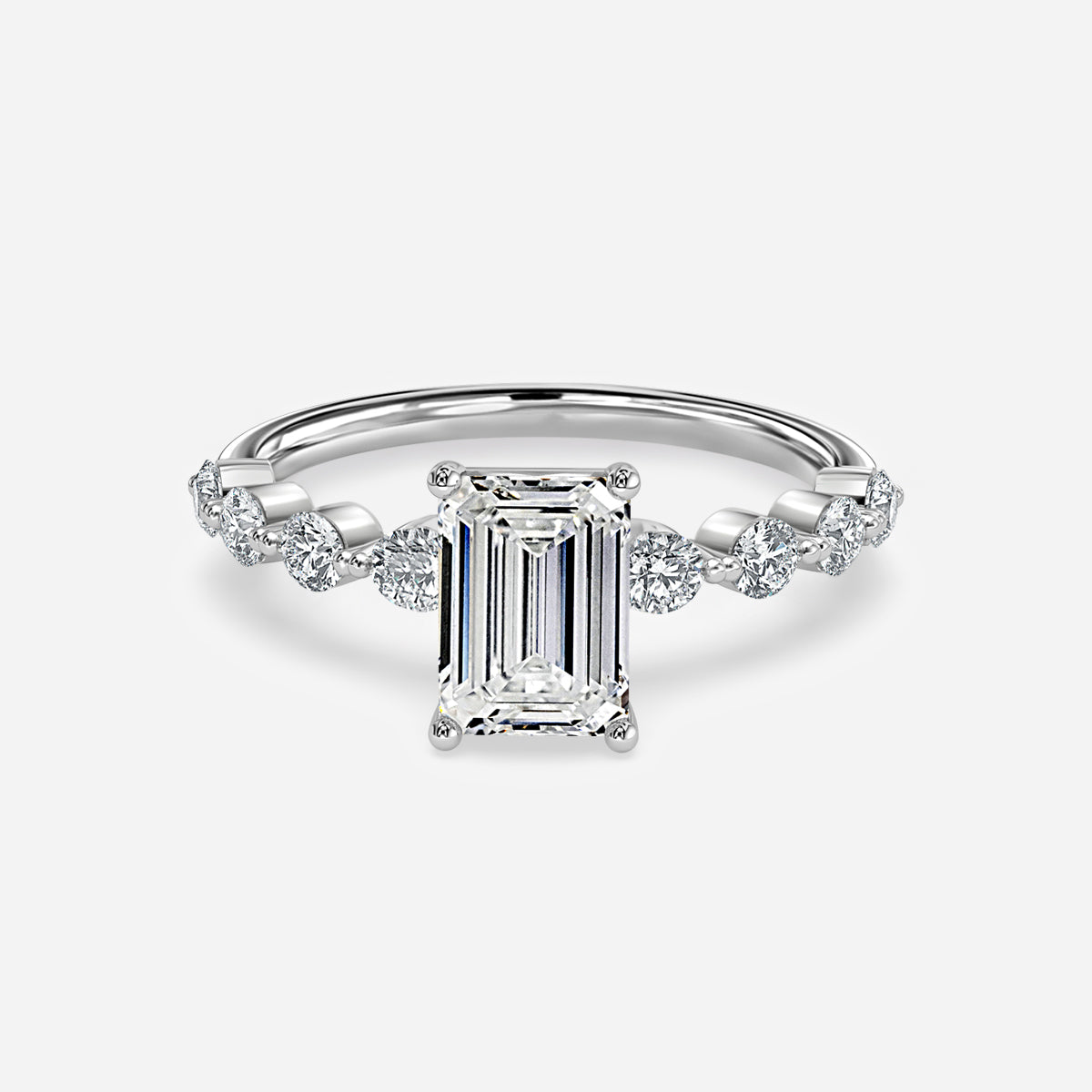 Tivian Emerald Unique Diamond Engagement Ring 14K / 18K Solid Gold