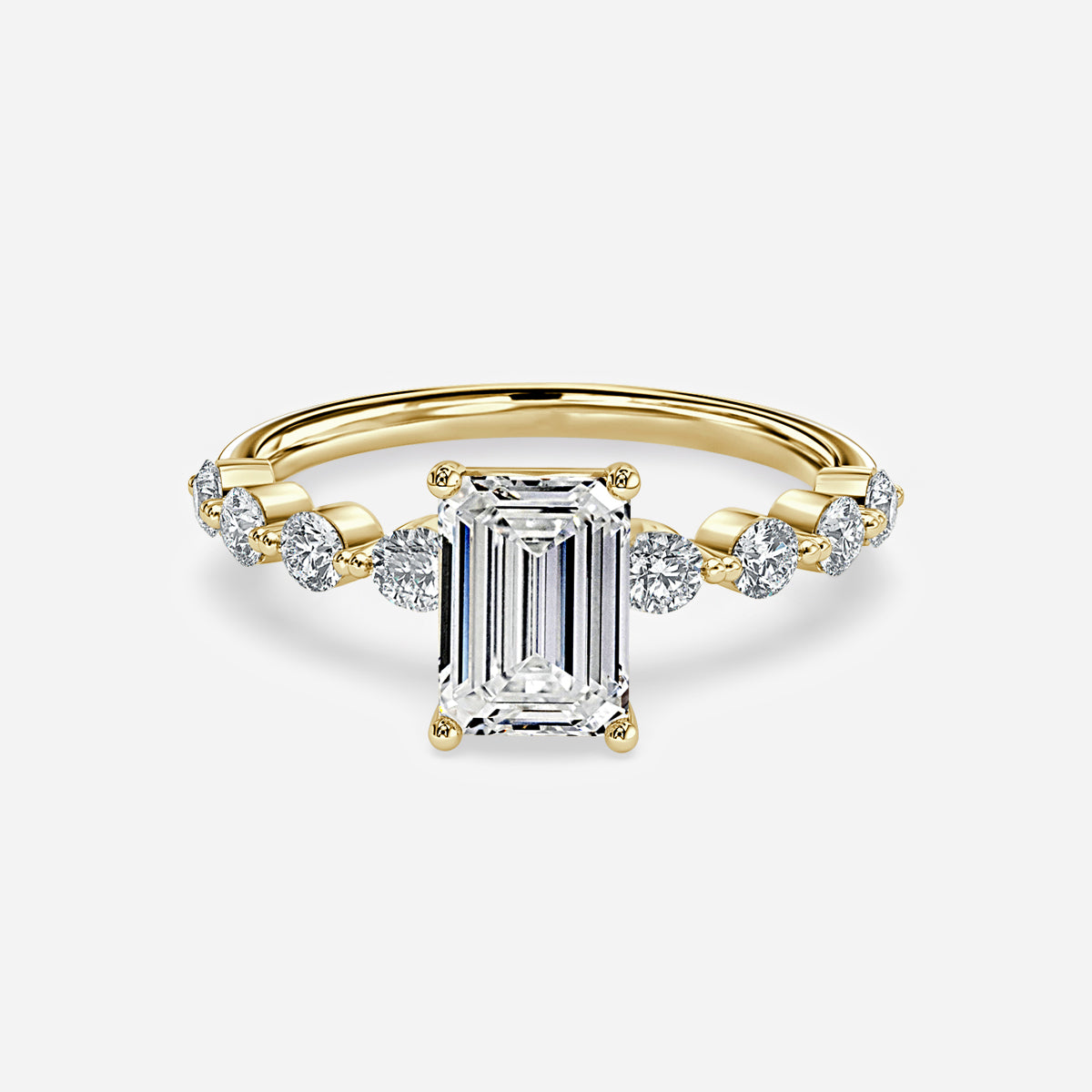 Tivian Emerald Unique Diamond Engagement Ring 14K / 18K Solid Gold