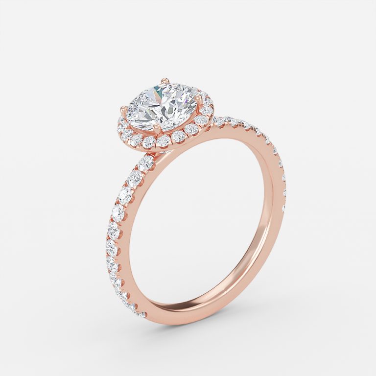 Killian Round Halo Engagement Ring 14K / 18K Solid Gold