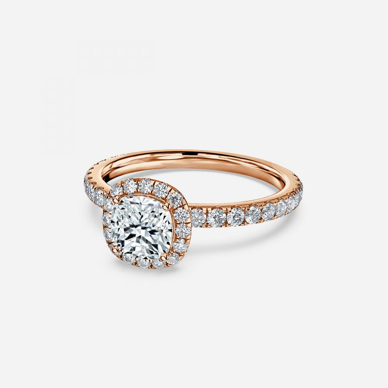 Killian Cushion Halo Engagement Ring 14K / 18K Solid Gold