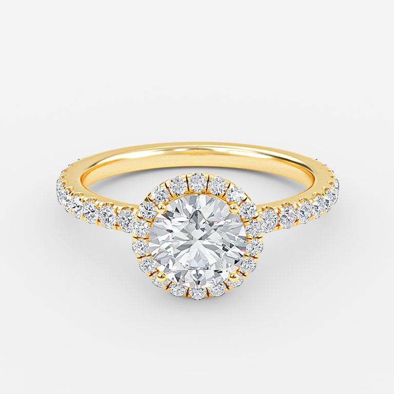 Killian Round Halo Engagement Ring 14K / 18K Solid Gold