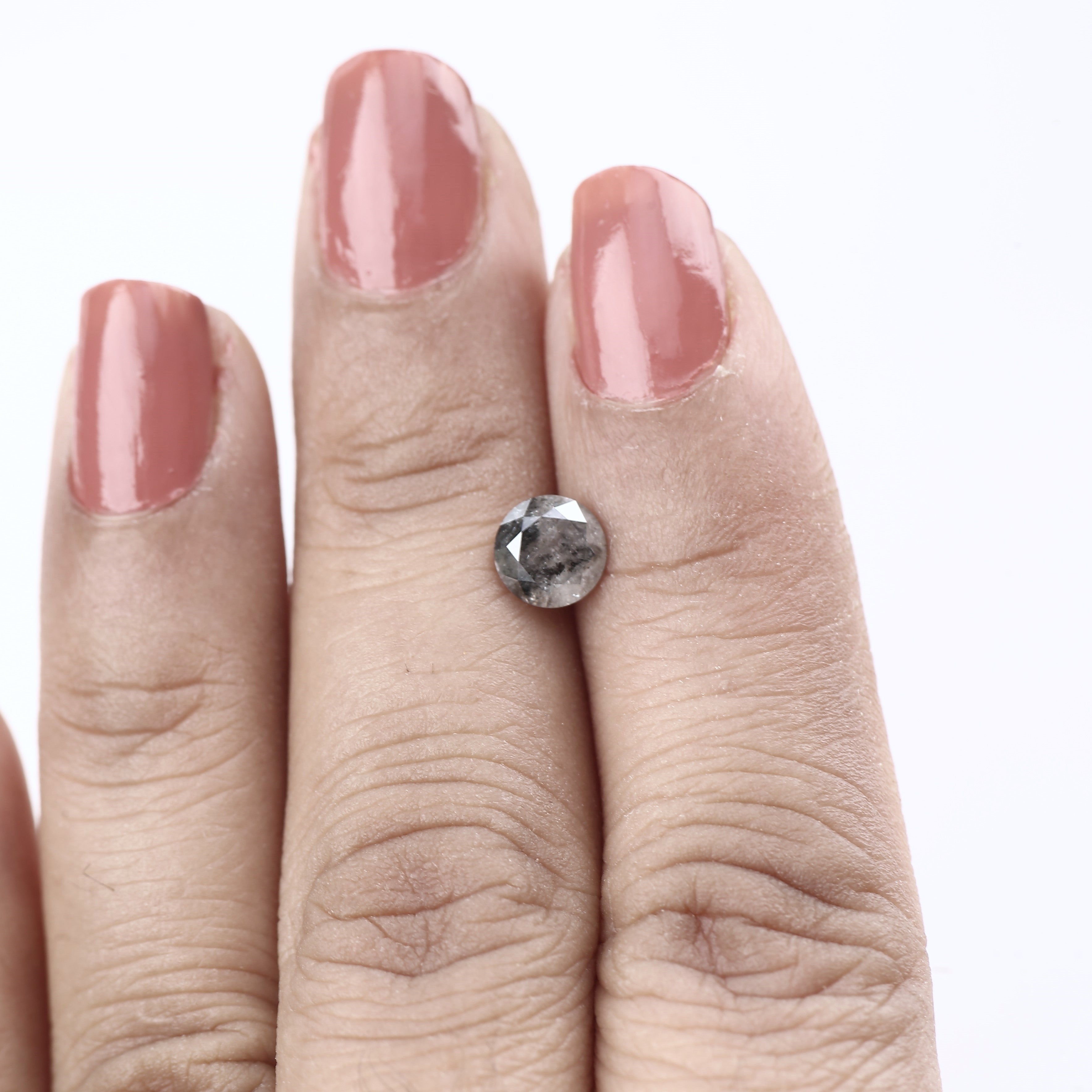 0.87 Ct Natural Icy Grey Salt and Pepper Diamond 6.1 MM Ideal for Engagement Rings