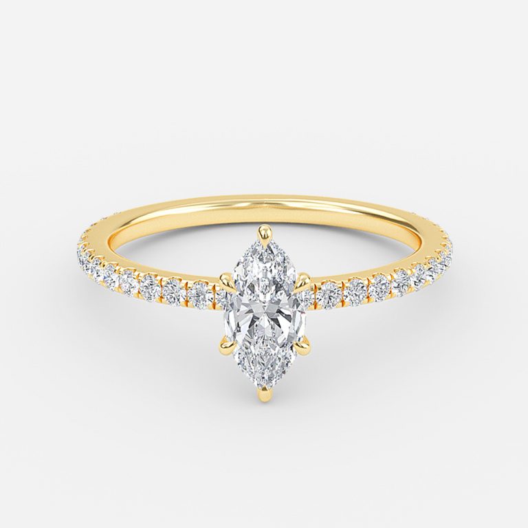 Vinston Marquise Diamond Band Engagement Ring 14K / 18K Solid Gold
