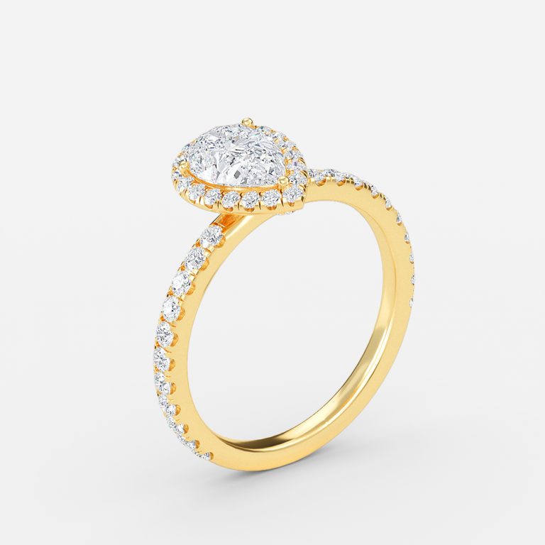 Killian Pear Halo Engagement Ring 14K / 18K Solid Gold