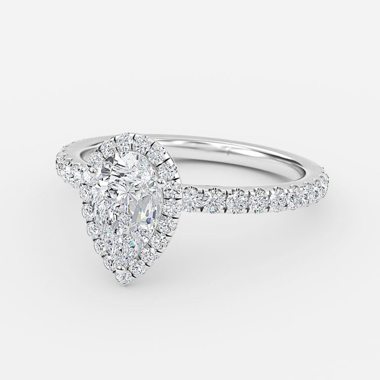 Killian Pear Halo Engagement Ring 14K / 18K Solid Gold