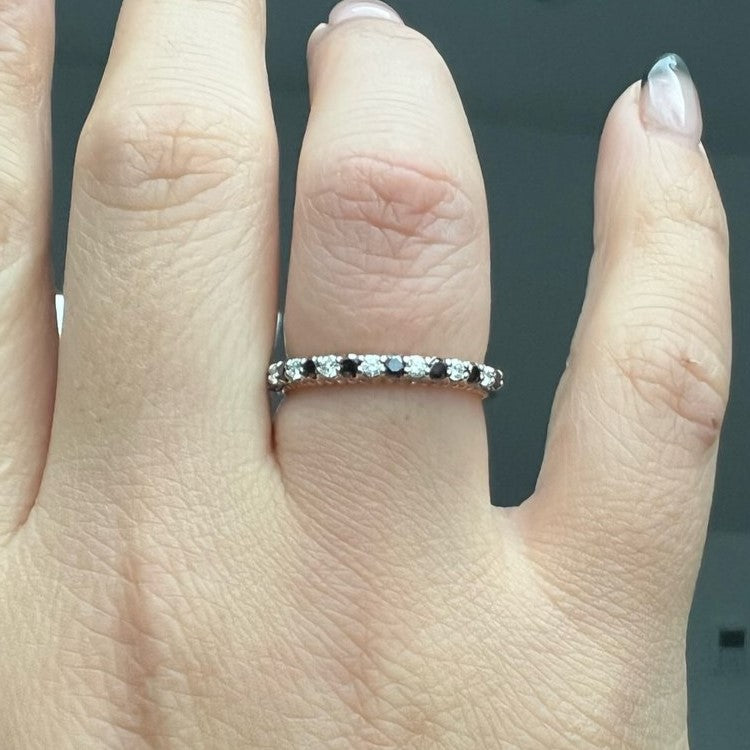 Most Half Eternity Black and White Diamond Band 14k Gold - Blackdiamond