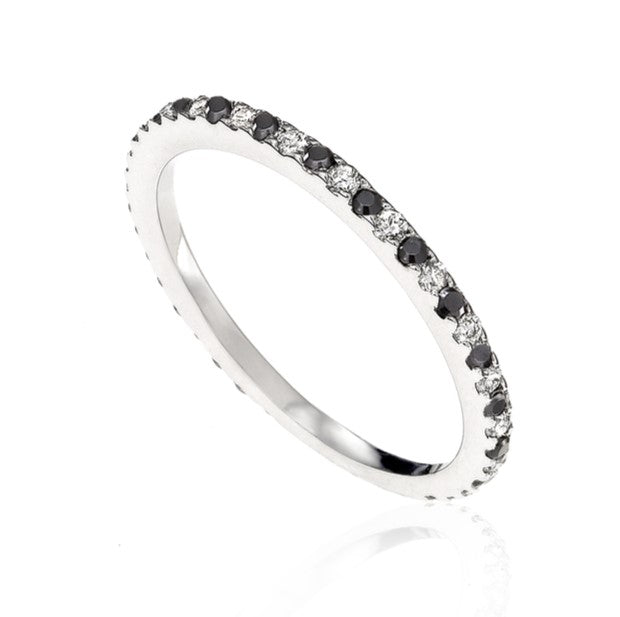 Most Half Eternity Black and White Diamond Band 14k Gold - Blackdiamond