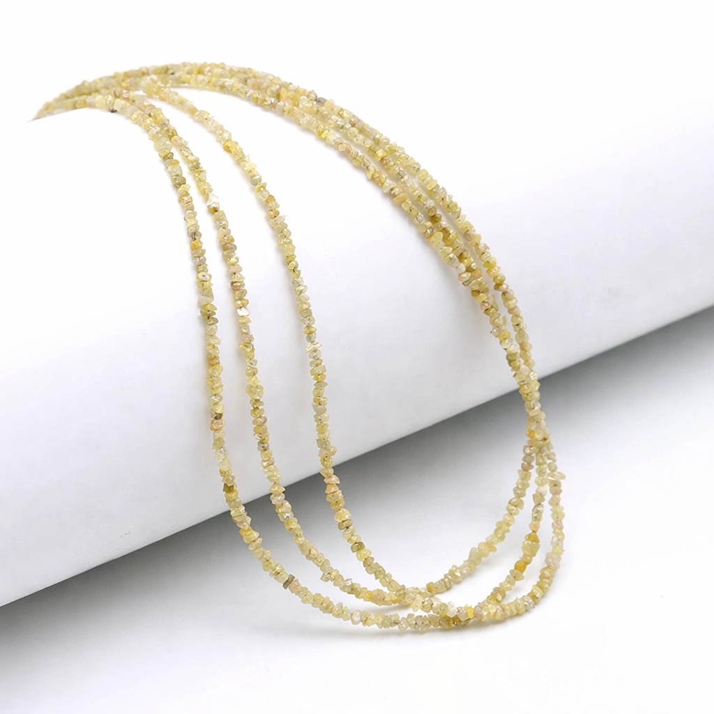 15 inch AAA Natural Uncut Yellow Rough Diamond Beads Nuggets
