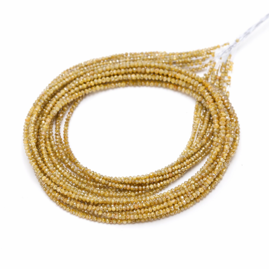 AAA+ 15 inch Strand Yellow Diamond Beads Faceted Rondelle Diamond Beads