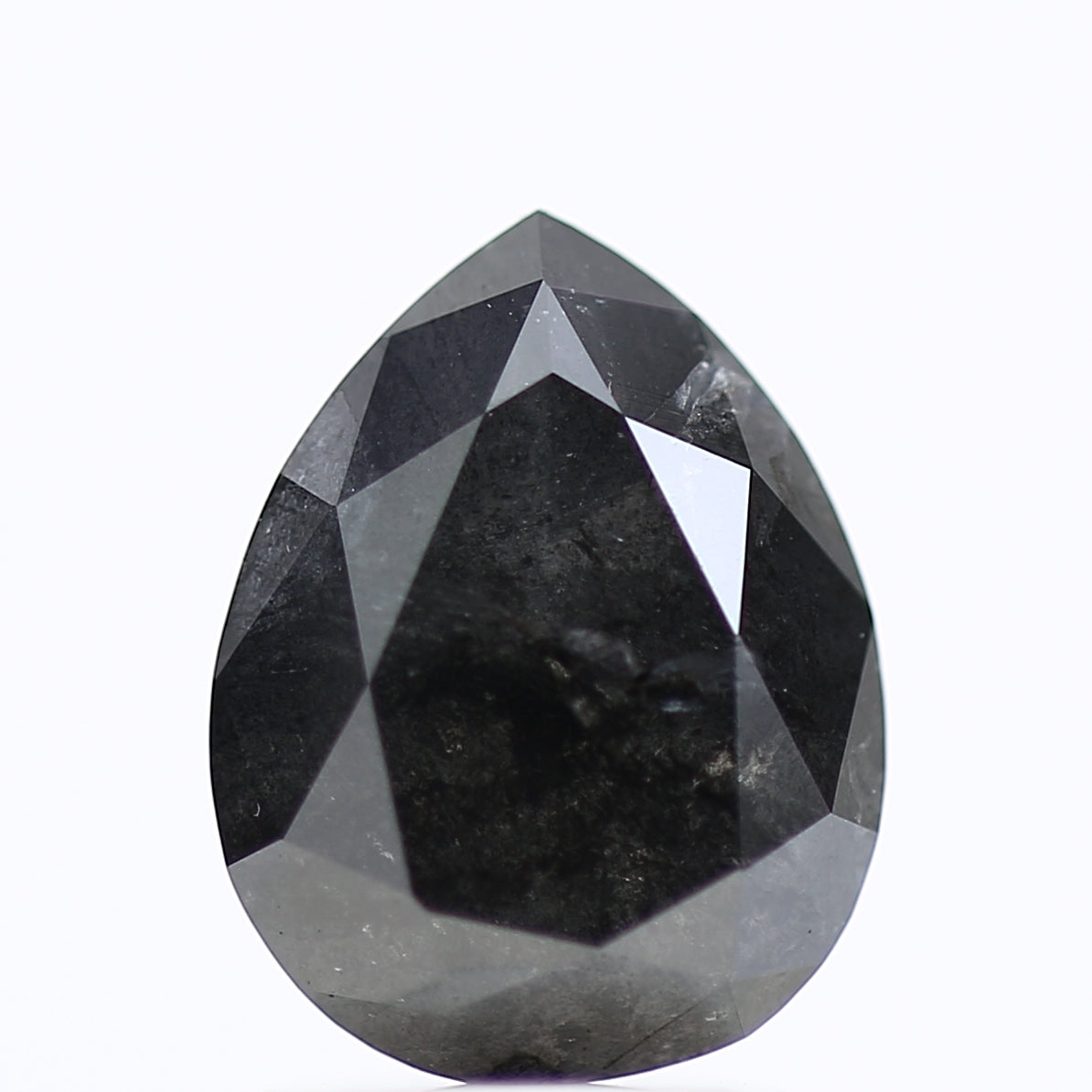 1.84 Carat Gray Black Salt and Pepper Pear Diamond 9.16 MM