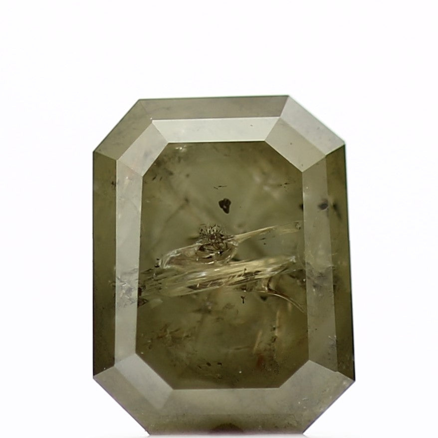 1.23 Carat 6.5 MM Natural Rustic Green Gray Emerald Loose Diamond - Blackdiamond