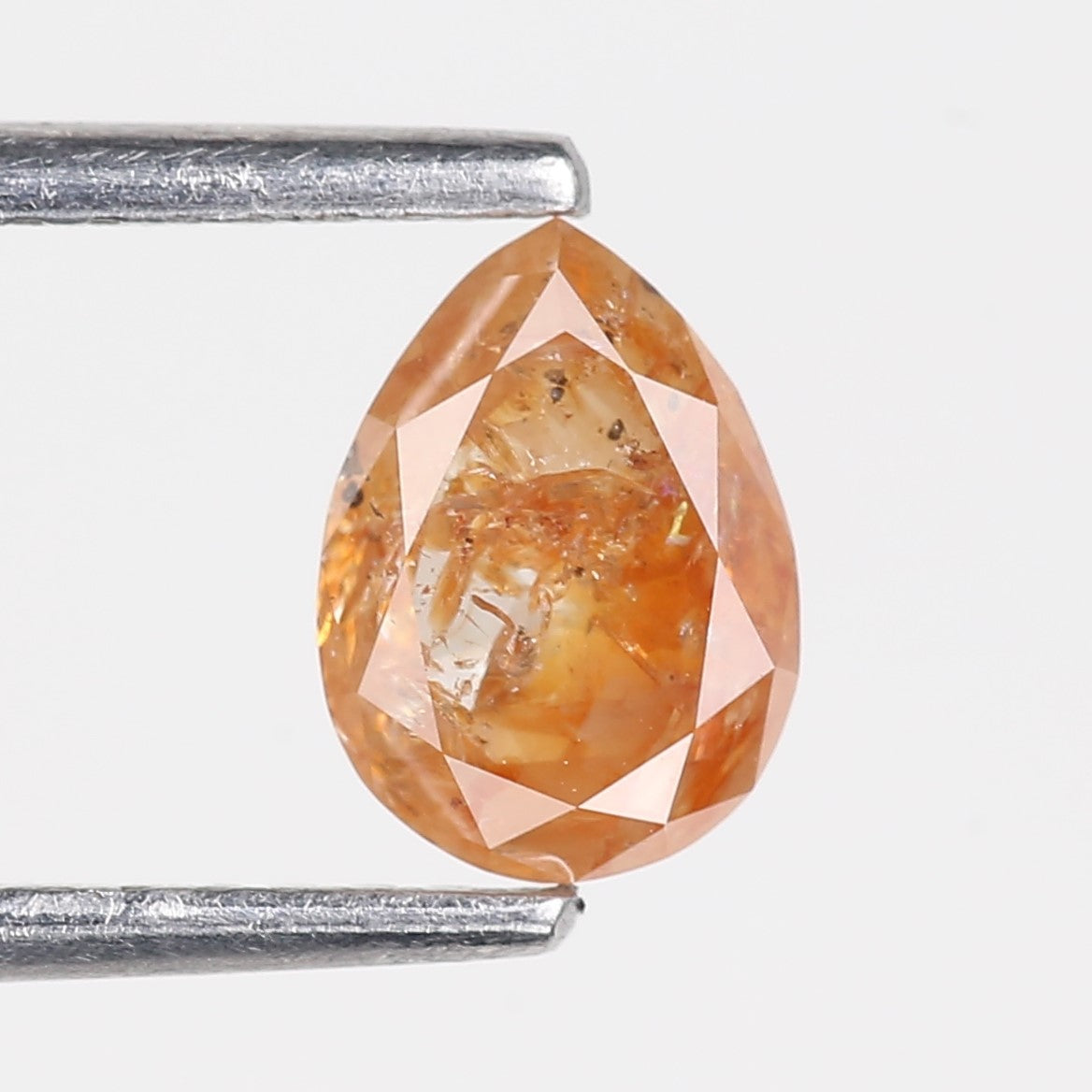 0.90 Carat Natural Salt And Pepper Pear Cut Orange Diamond 6.84 MM