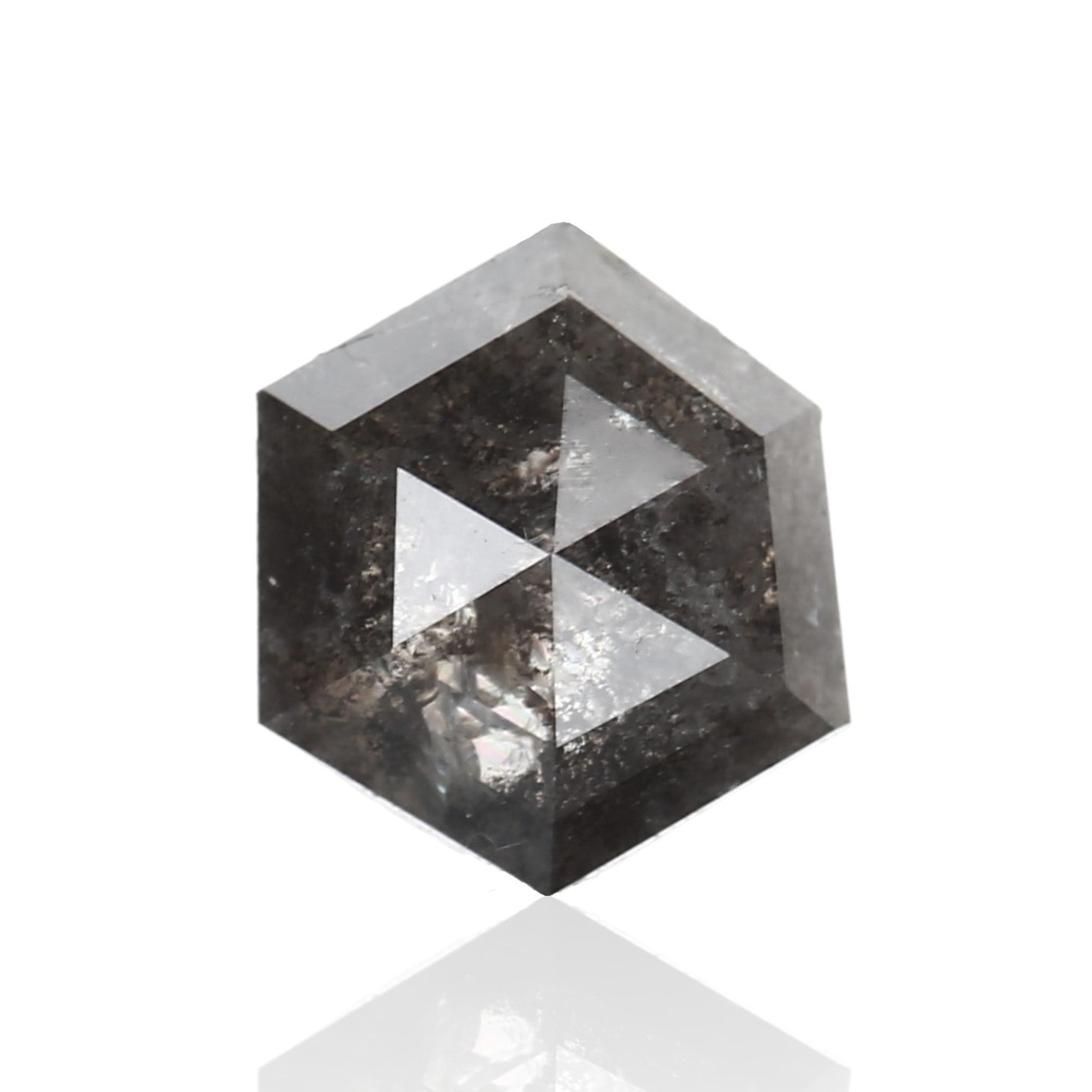 0.82 Carat 5.5 x 5.5 x 2.6 MM Natural Hexagon Shape Fancy Gray Salt and Pepper Diamond - Blackdiamond