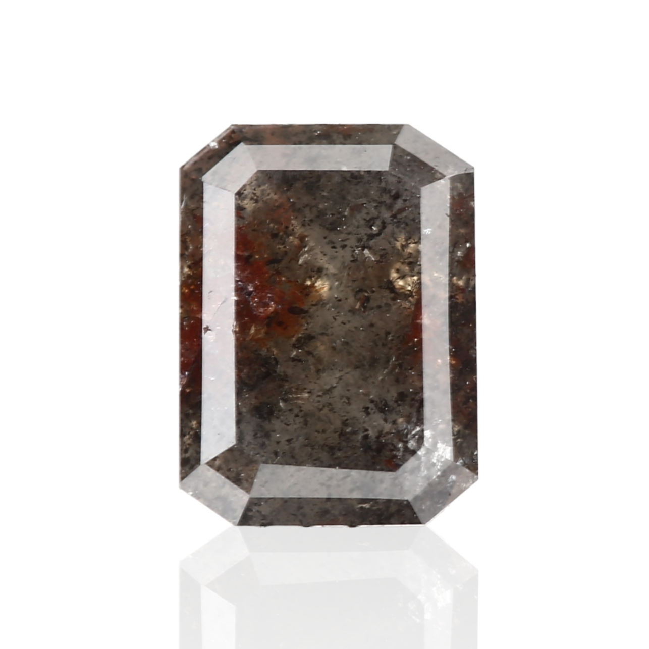 1.24 Carat 7.07 X 5.25 X 3.26 MM Natural Loose Emerald Fancy Red Gray Salt and Pepper Diamond - Blackdiamond