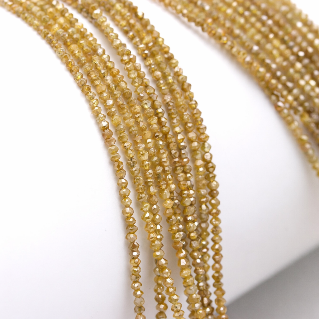 AAA+ 15 inch Strand Yellow Diamond Beads Faceted Rondelle Diamond Beads